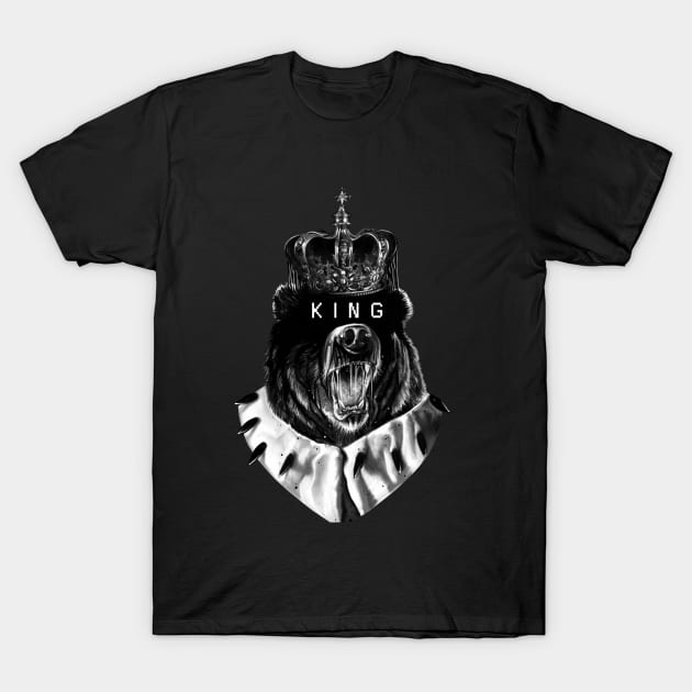 KING BEAR BLACK CROWN T-Shirt by IvanJoh